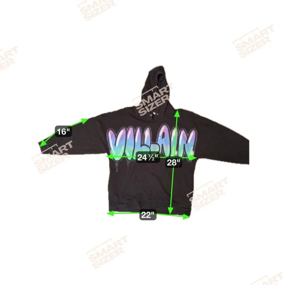 Disney Villains Graffiti Print Black Hoodie‎ Men's Size M Oversized Fleece